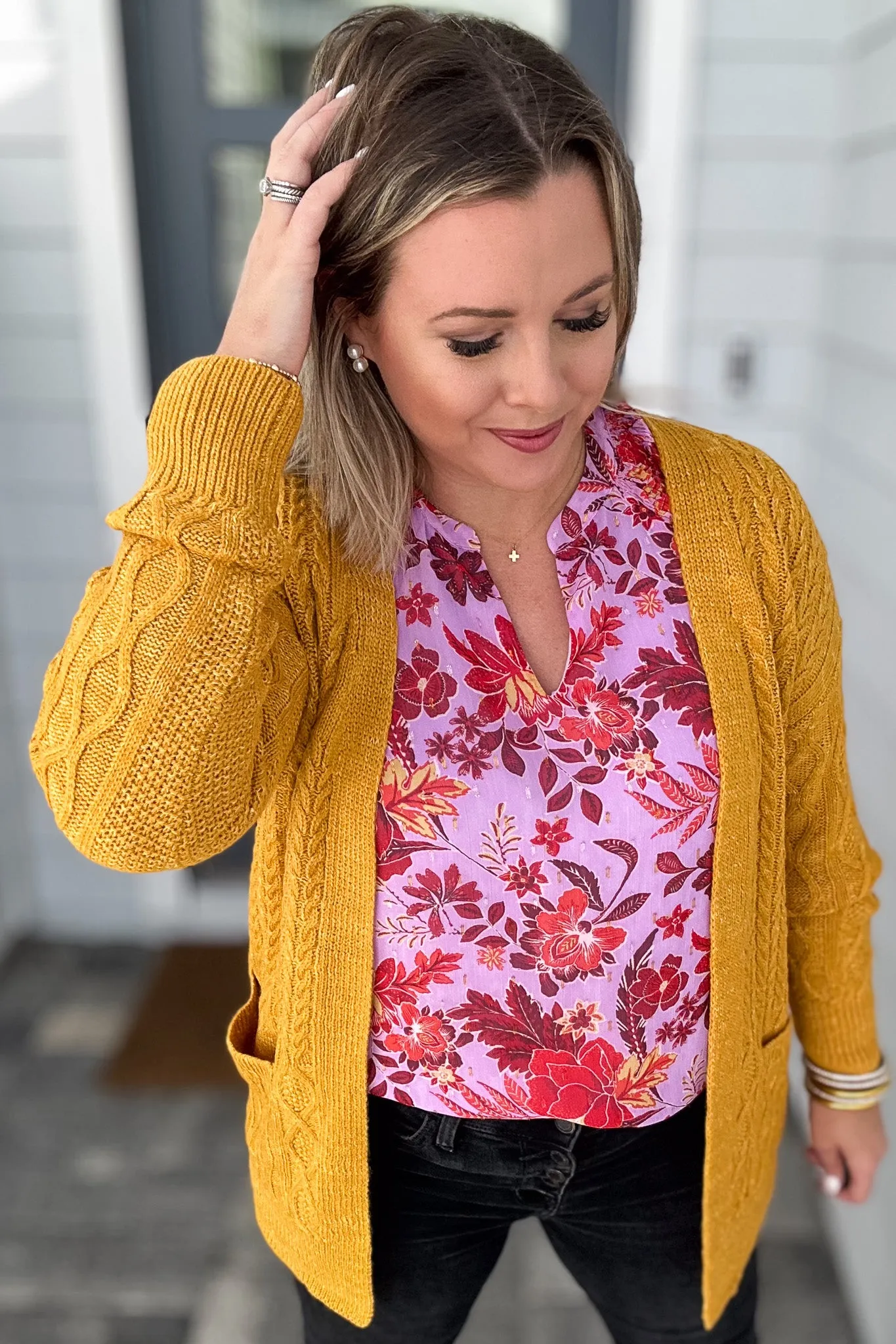 Get Knitted Cardigan- Mustard