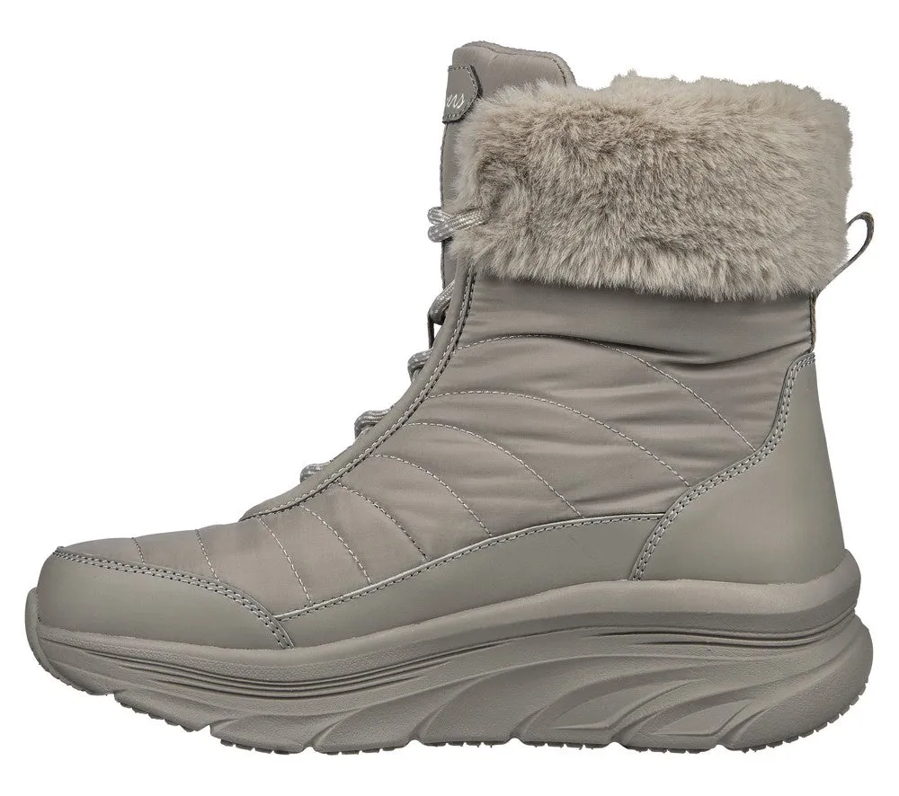 Ghete sport, dama, SKECHERS WATER REPELLENT D'Lux Walker Winter, 167388-DKTP bej, piele ecologica