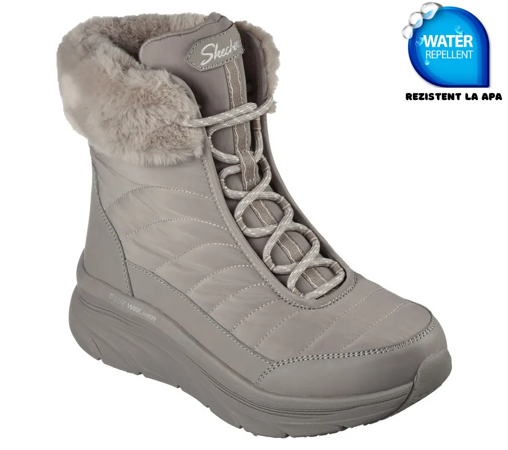 Ghete sport, dama, SKECHERS WATER REPELLENT D'Lux Walker Winter, 167388-DKTP bej, piele ecologica