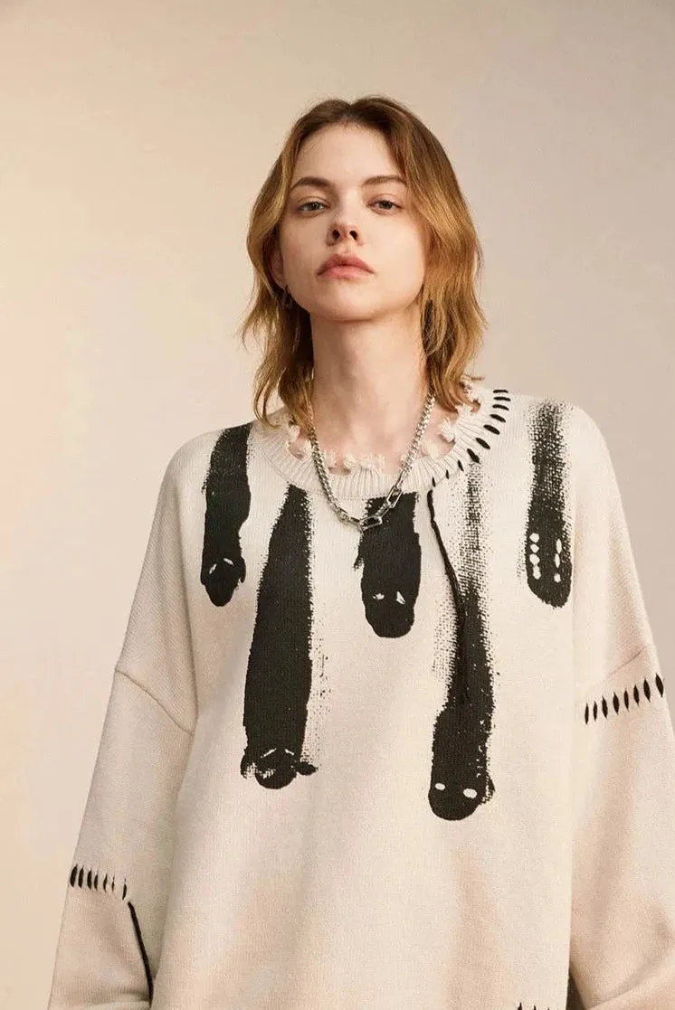 Ghost Graphic Knitted Sweater