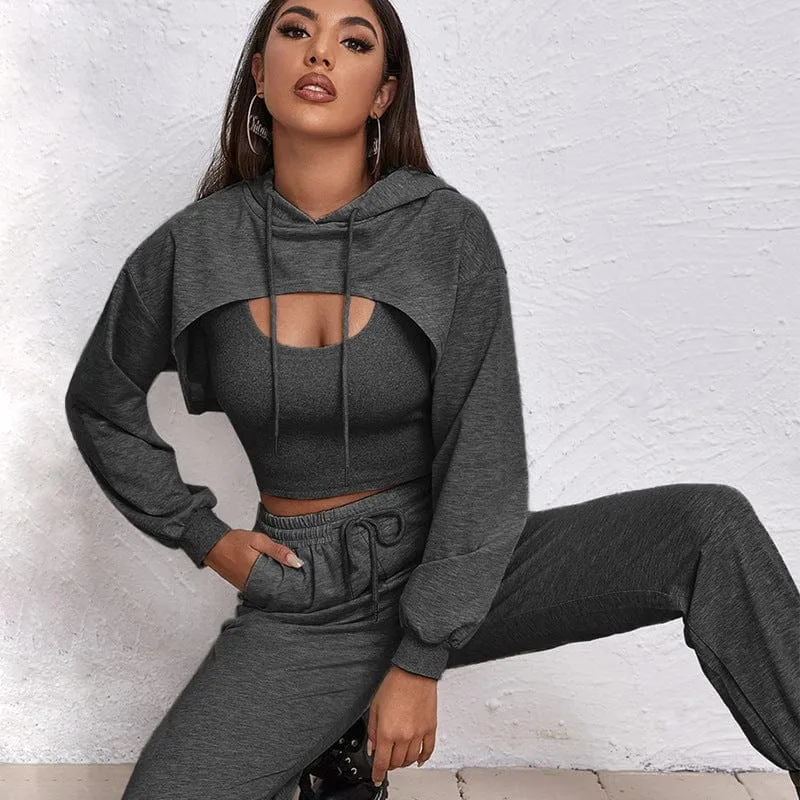 Gym Clothing Women Sportswear Jogging suit 3 Piece Set Sports womens sweat suits Track Suit hood sweatsuit