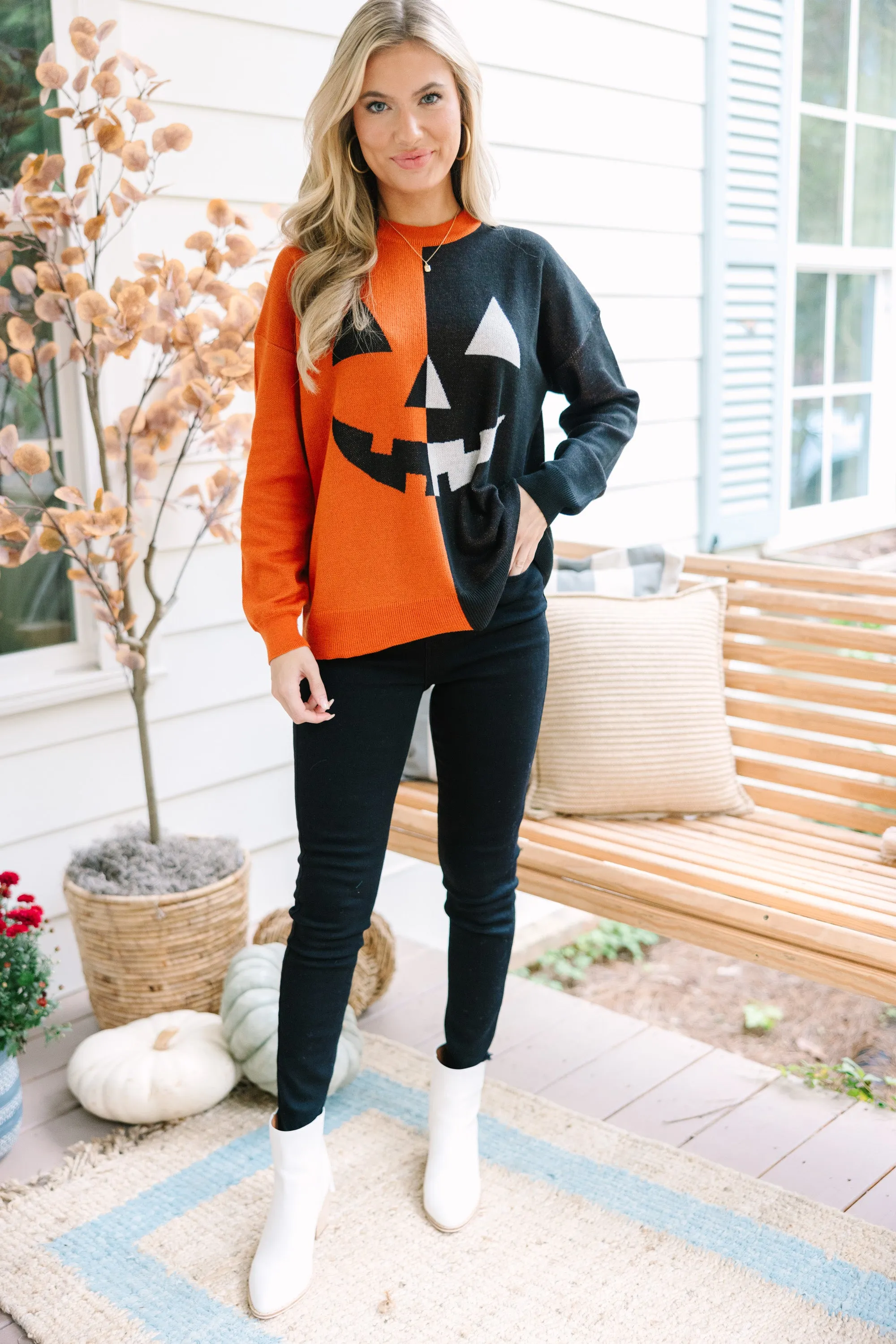 Hello Pumpkin Black and Rust Sweater