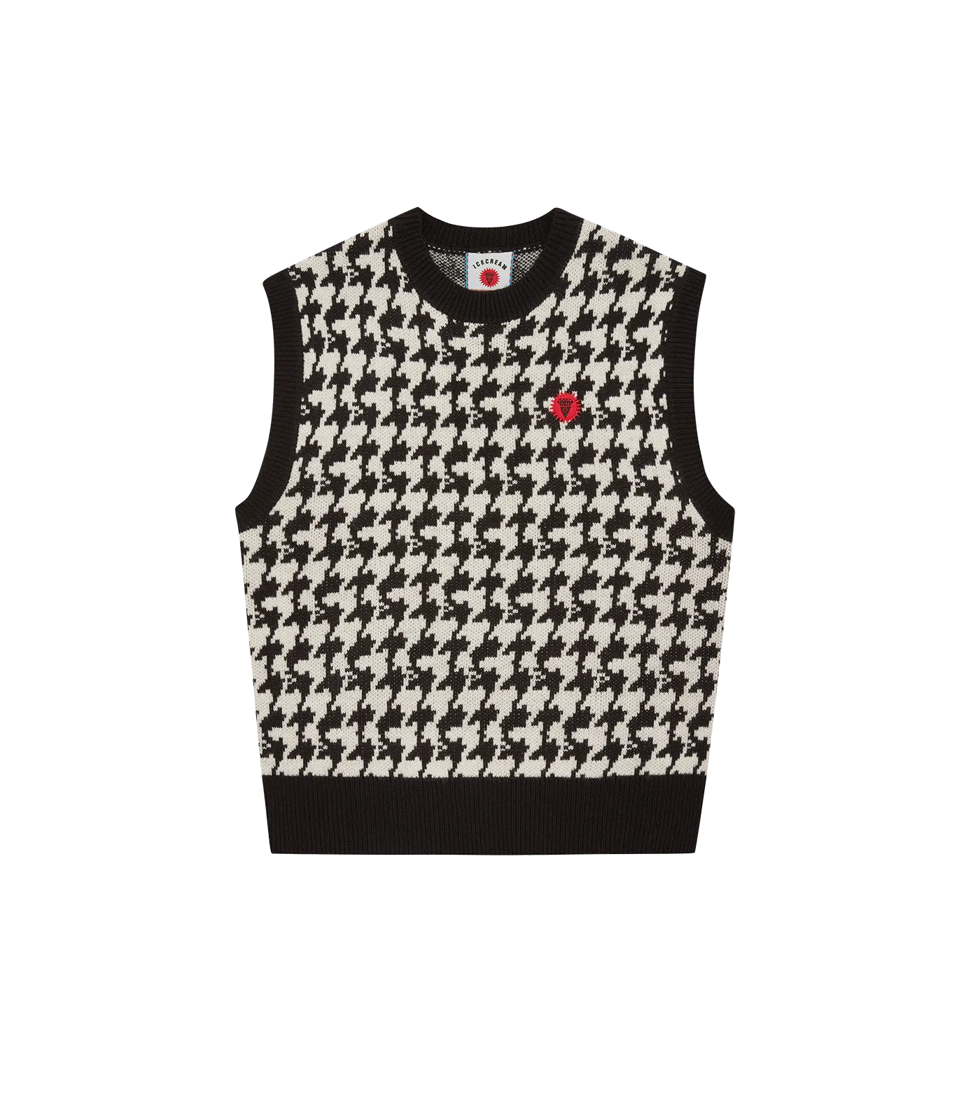 HOUNDSTOOTH KNITTED VEST - BLACK AND WHITE