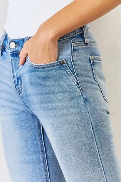 Kancan Mid Rise Slit Bootcut Jeans