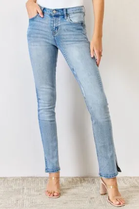 Kancan Mid Rise Slit Bootcut Jeans