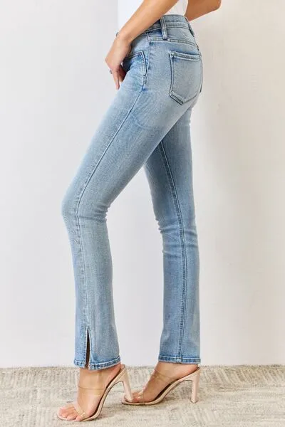 Kancan Mid Rise Slit Bootcut Jeans