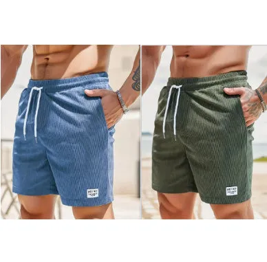 Lace-up Drawstring Shorts Summer Corduroy Sports Short Pants Mens Clothing