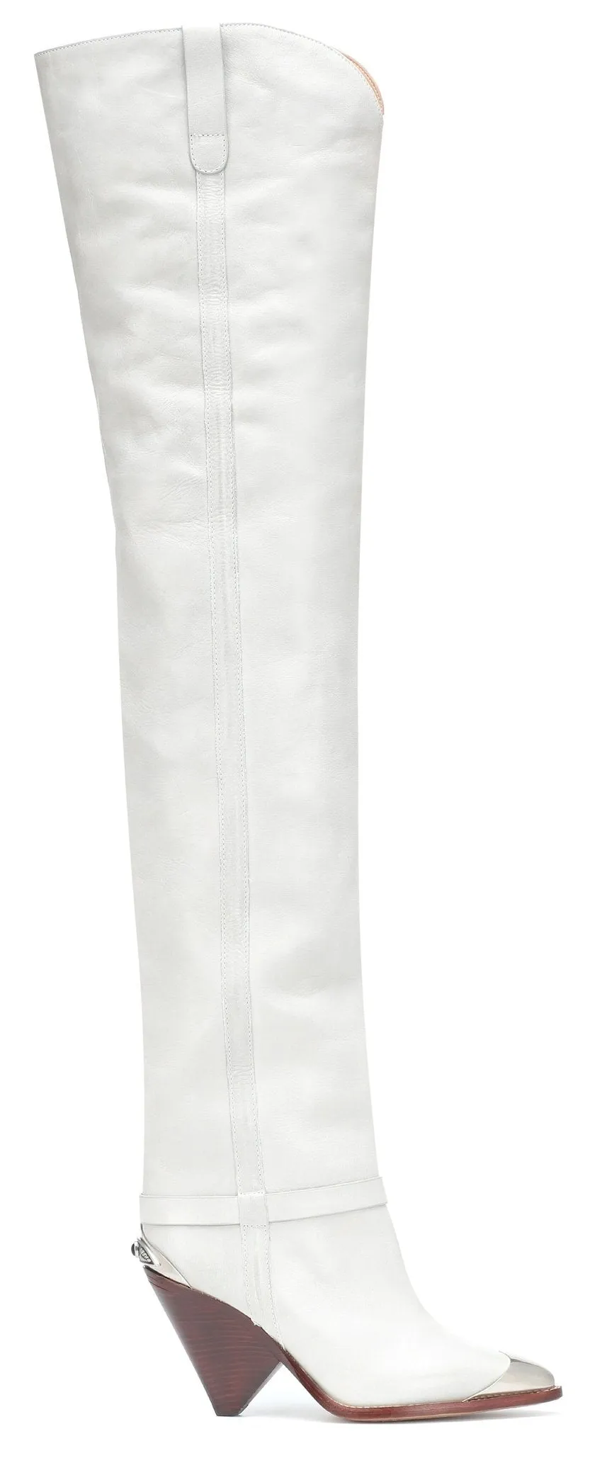 'Lafsten' Embellished Leather Over-the-Knee Boots, White