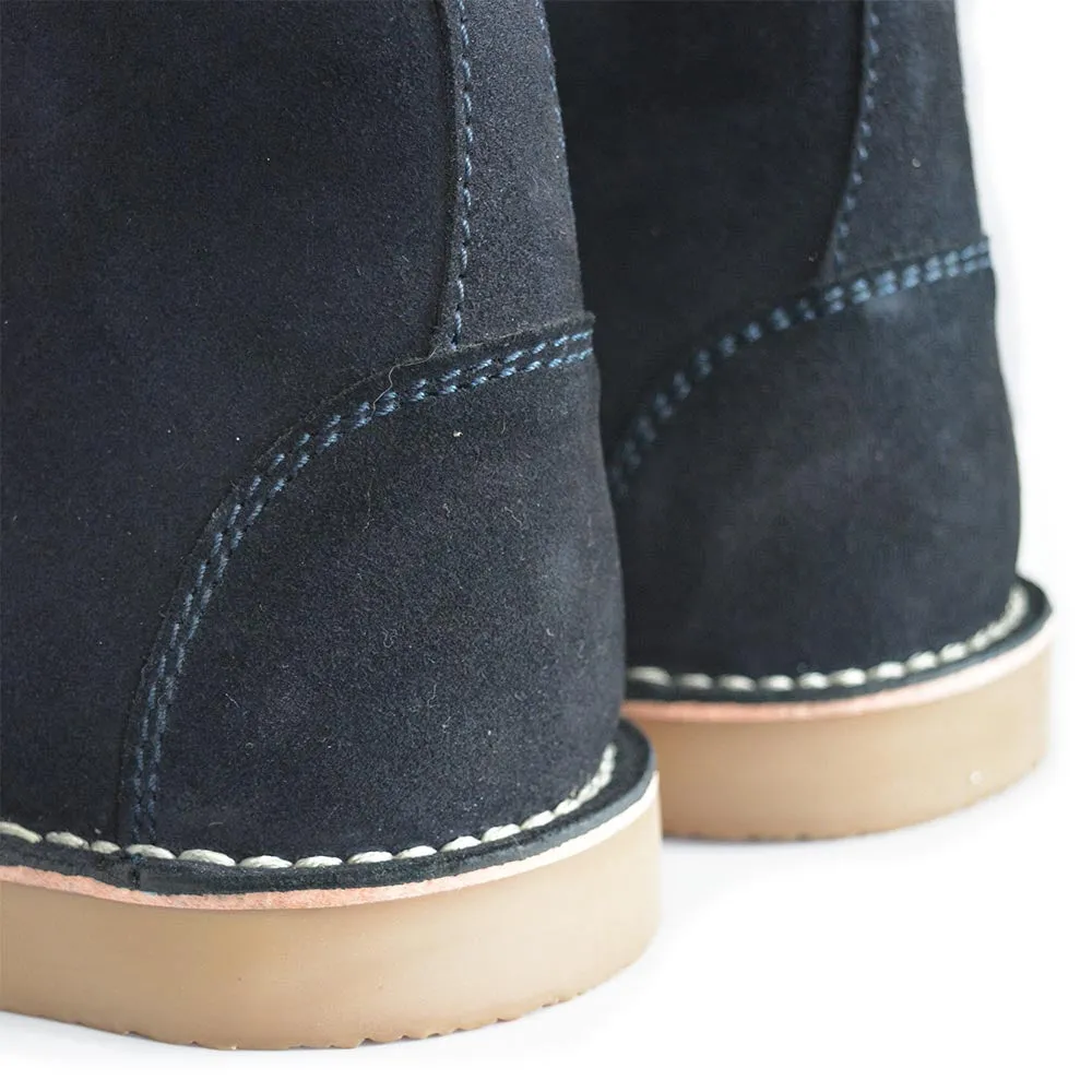 Lambretta Mens Suede Desert Boots Classic Laced Navy