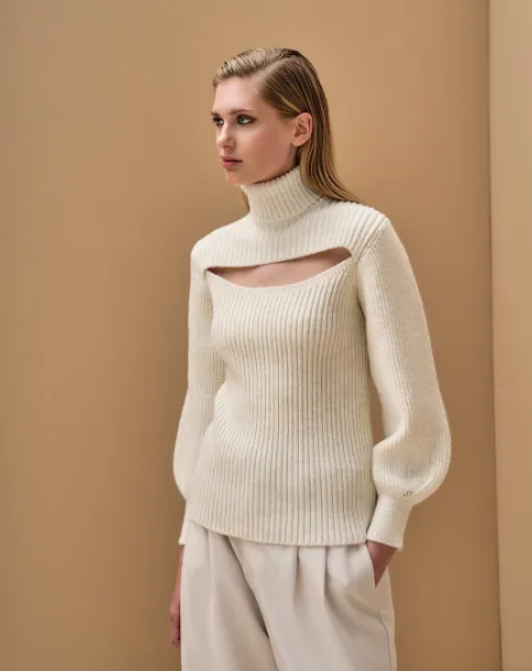 Open front ribbed sweater