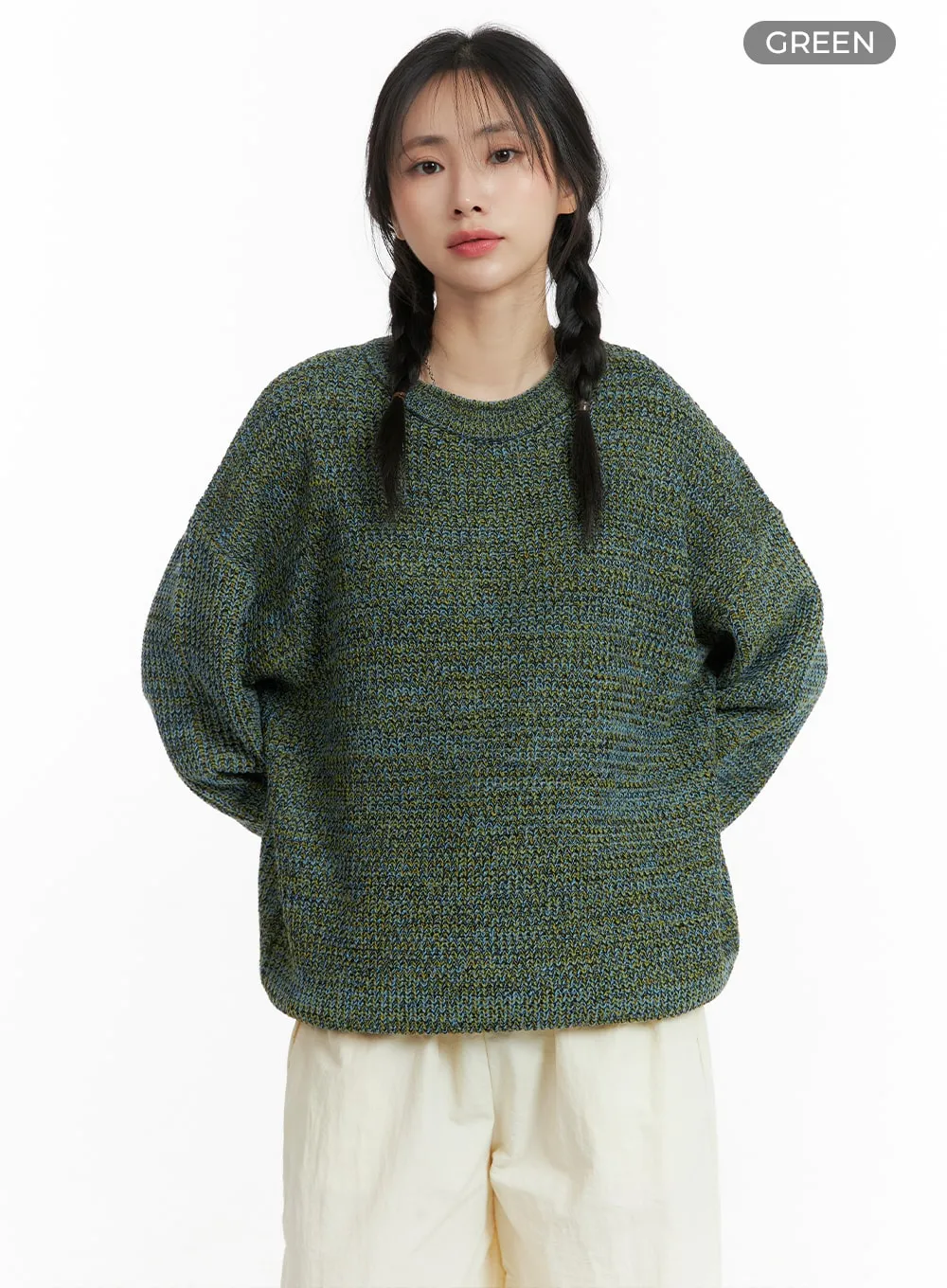 Oversized Solid Knit Sweater OM411