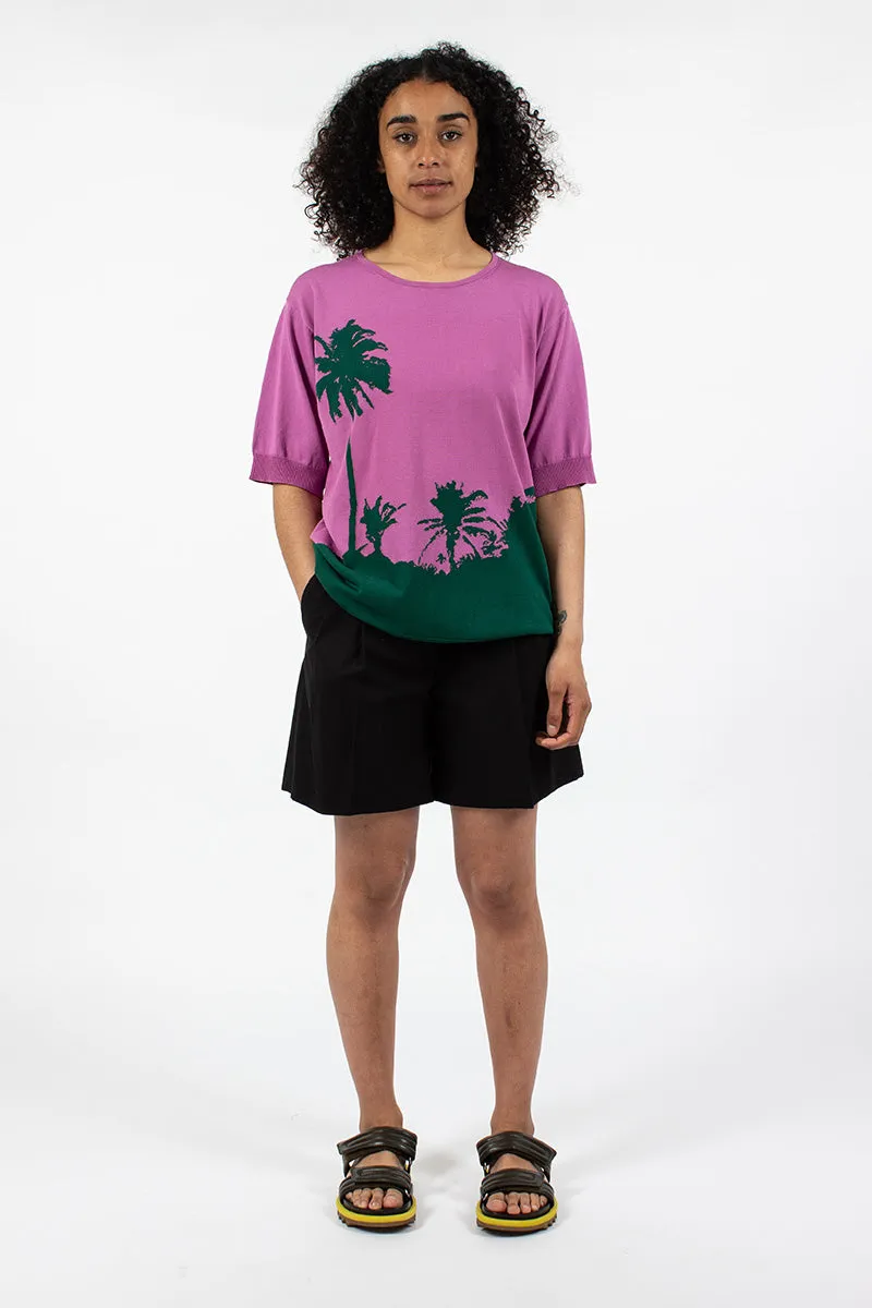 Palm S/S Sweater Pink