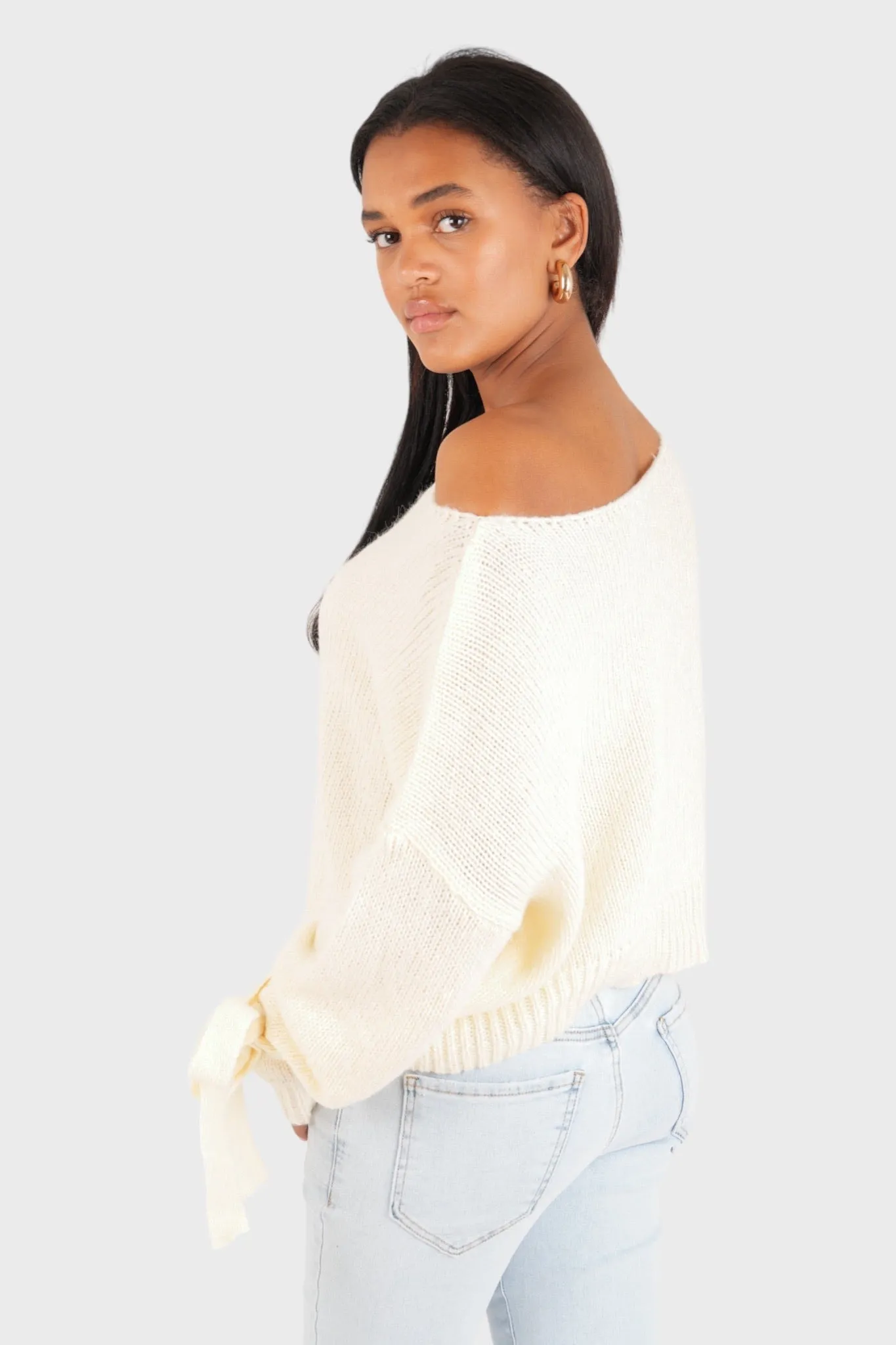 "One shoulder" sweater white