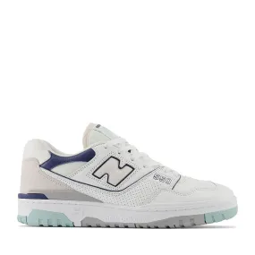 Scarpe Unisex NEW BALANCE Sneakers 550 in Pelle colore White Winter Fog e NB Navy