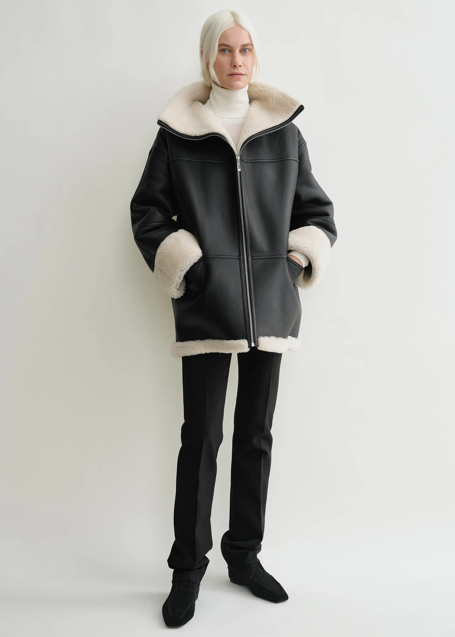 Signature shearling jacket black/off-white