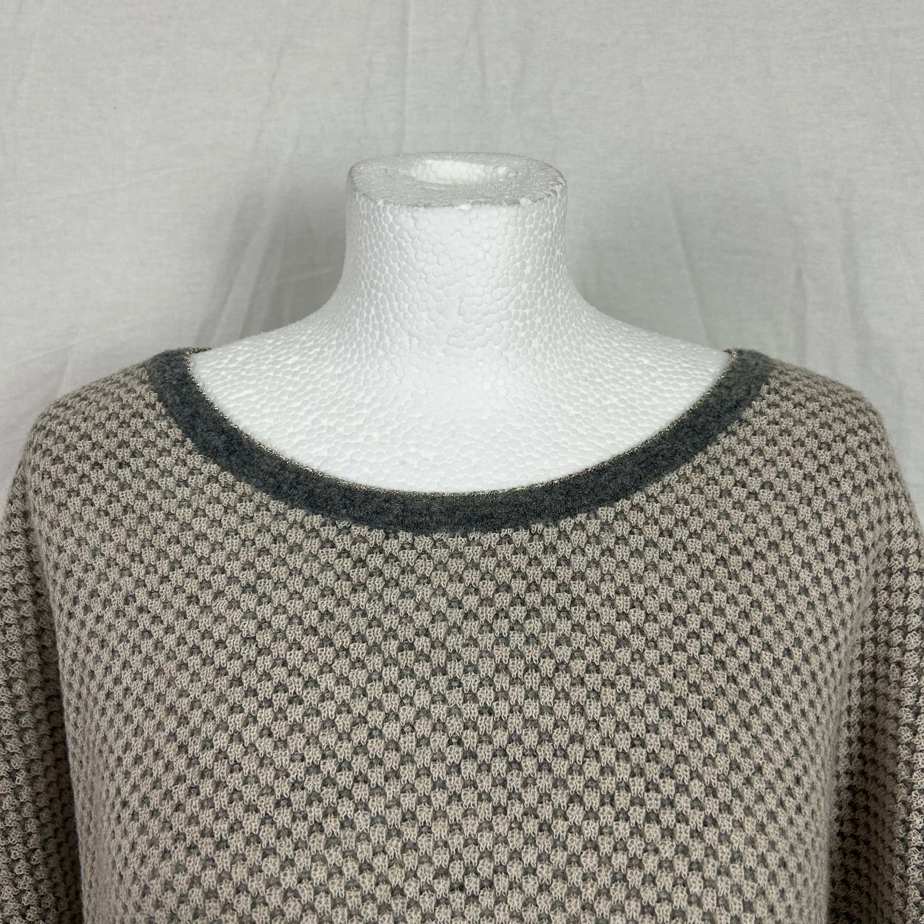 Sita Murt Waffle Knit Cream and Grey Knitted Jumper M