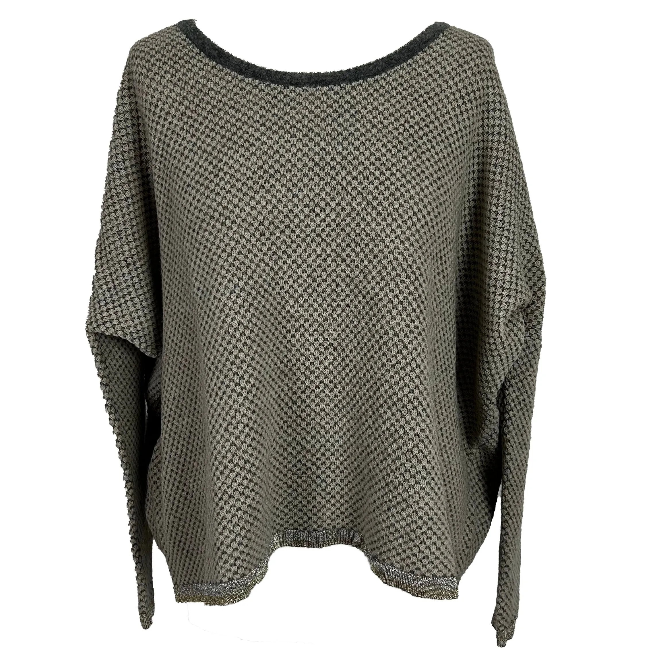 Sita Murt Waffle Knit Cream and Grey Knitted Jumper M