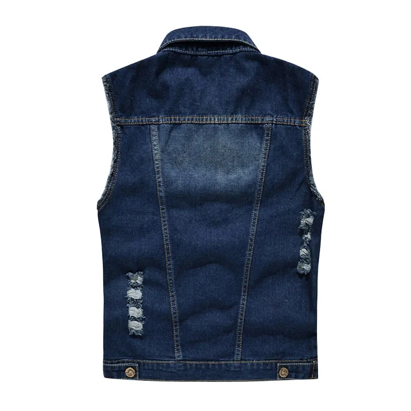 Slim fit Jeans Jacket Vest Dark Blue