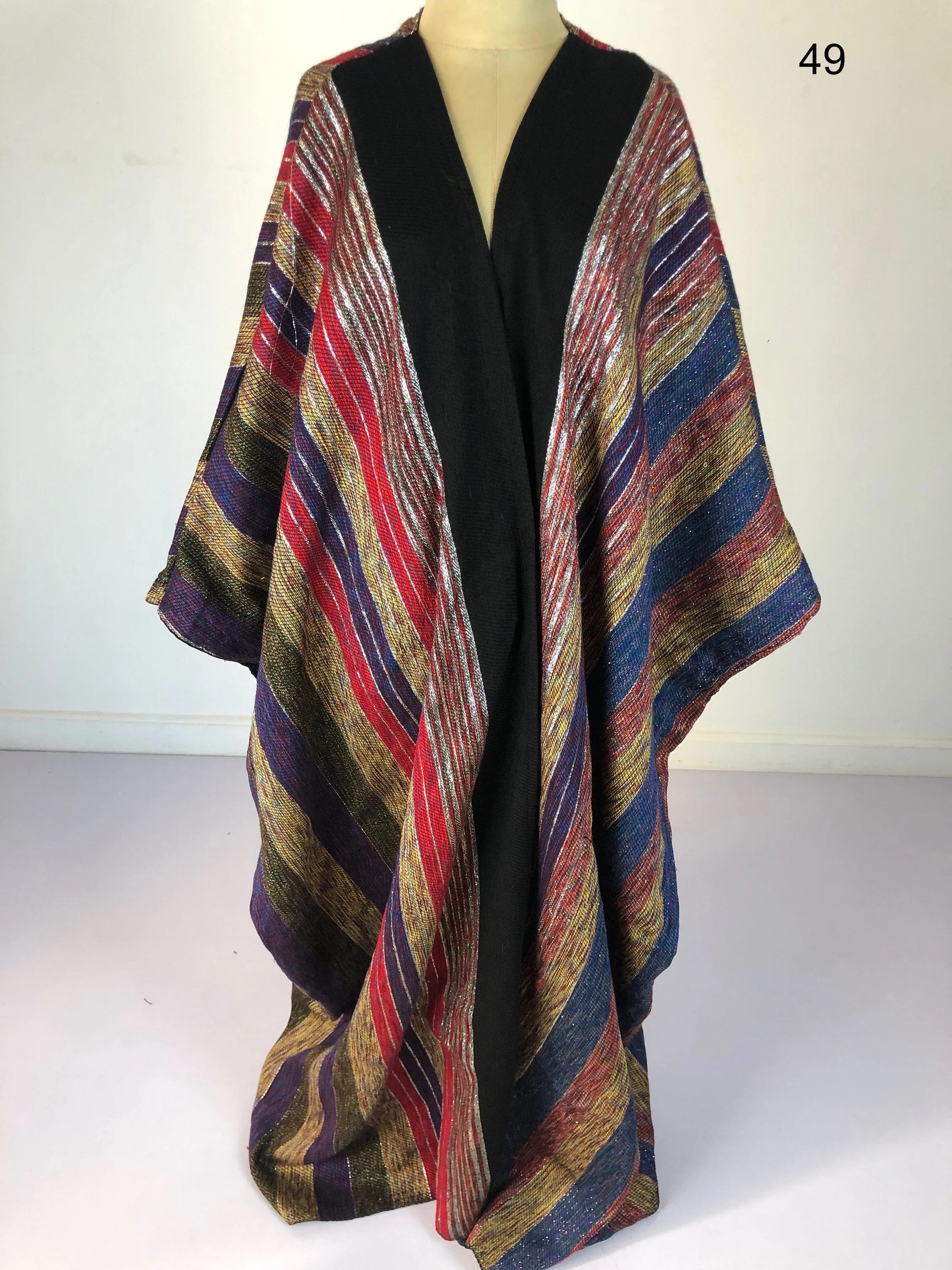 Stunning colorful hand loomed Wool Abaya with silver threads, Wool winter Abaya, Colorful Abaya, Handmade Abaya, women abaya