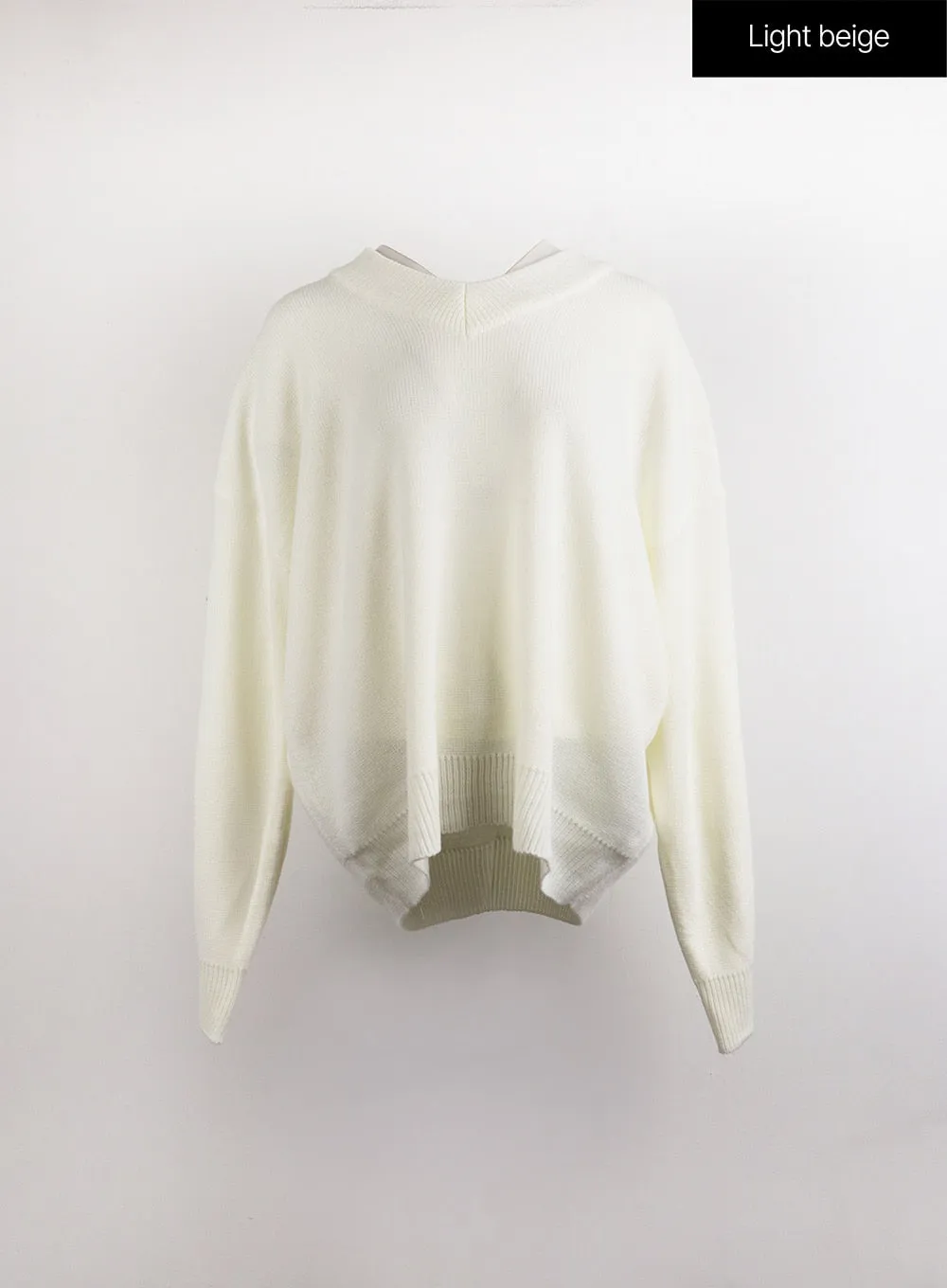 V-Neck Knitted Long Sleeve Sweater OJ419