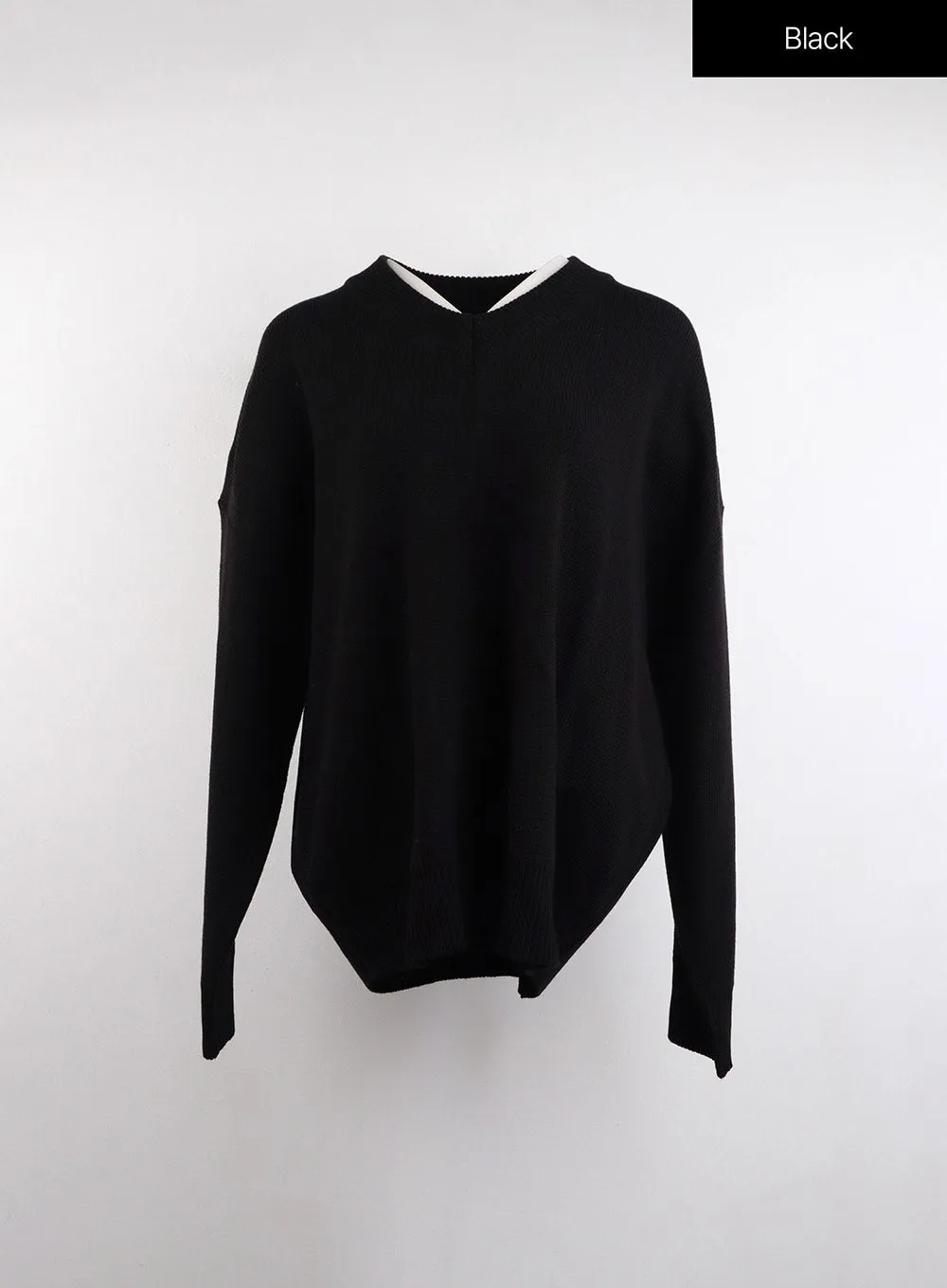 V-Neck Knitted Long Sleeve Sweater OJ419