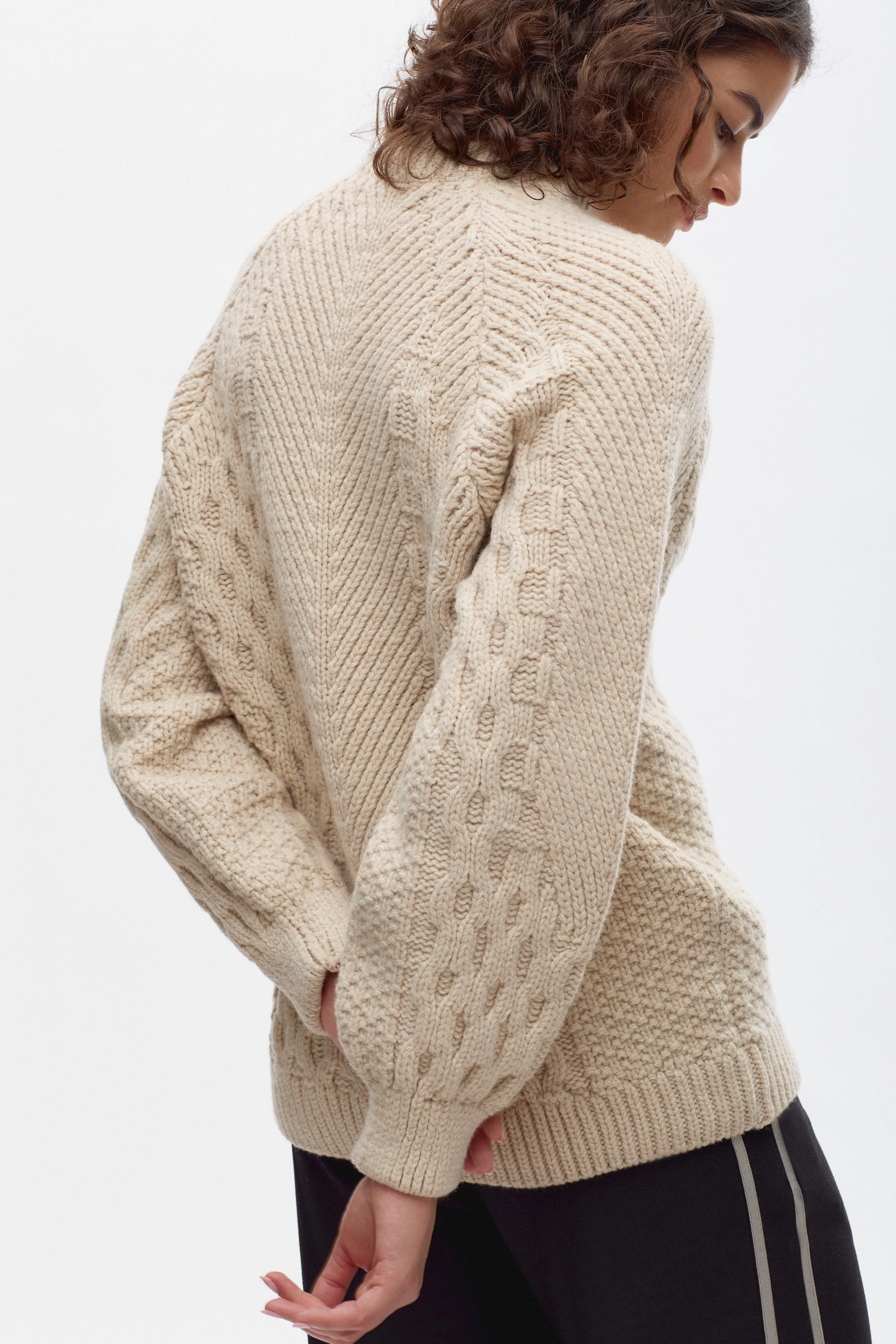 Women's Cable Sweater in Moon