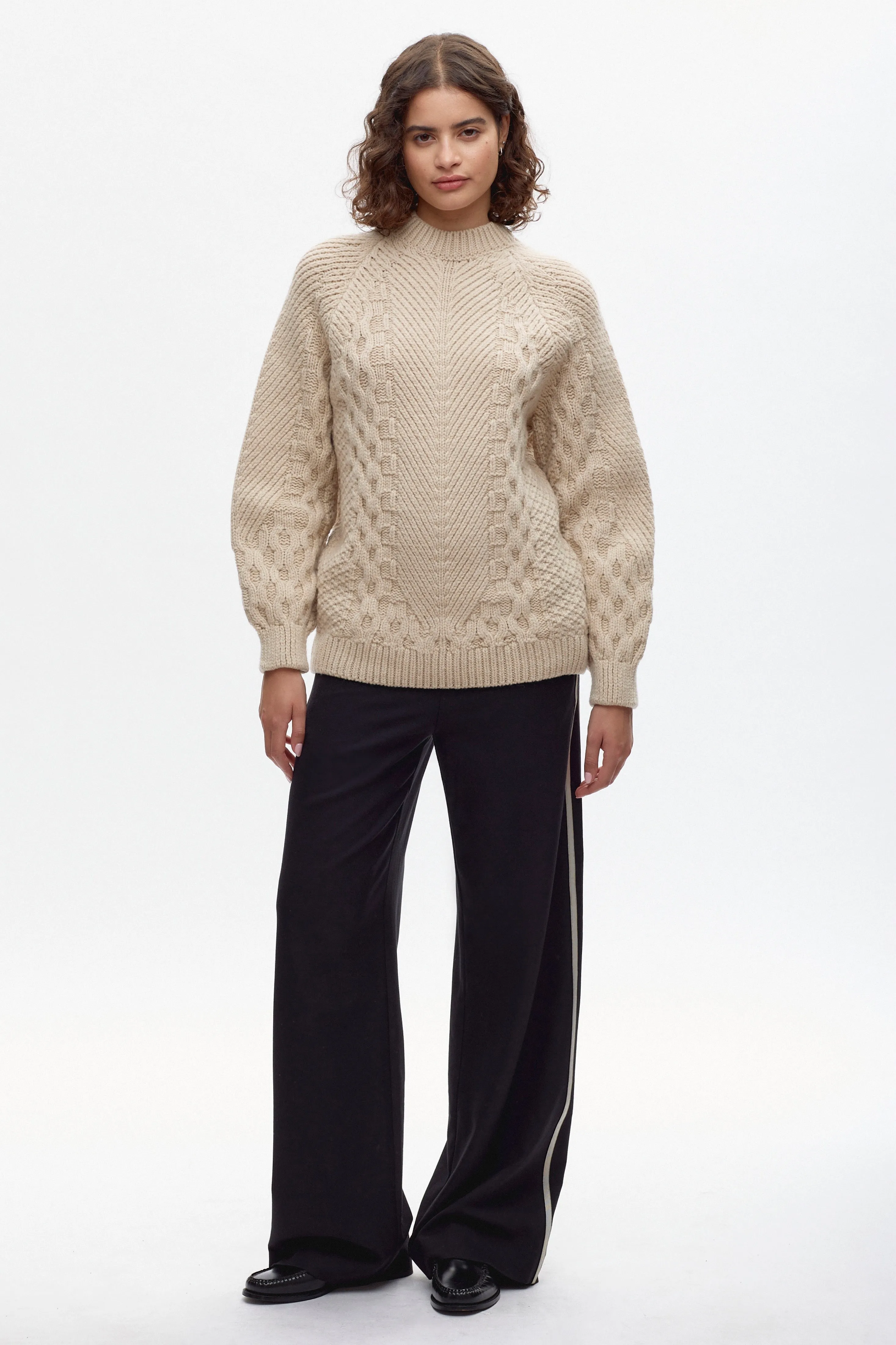 Women's Cable Sweater in Moon